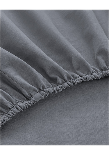 Bağcıklı %100 Pamuk Çift Kişilik Nevresim Takımı-yaprak Fısıltısı Gri
