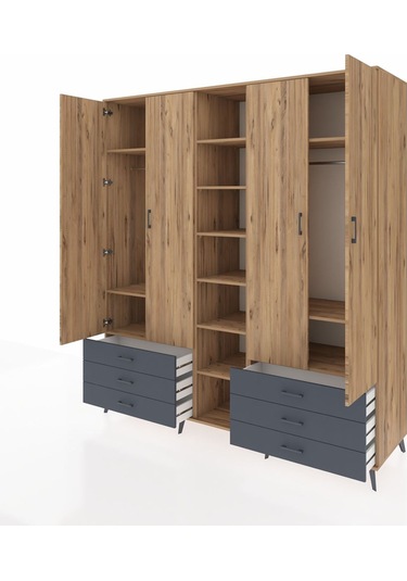 Kronos Dolap 13 Raflı 6 Çekmeceli 2 Askılı 220x59x243 Çam-çam/antrasit Atlas Çam/antrasıt Kronos Dolap 13 Raflı 6 Çekmeceli 2 Askılı 220x59x243 Çam-çam/antrasit Atlas Çam/antrasıt