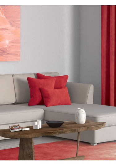 Br Perle Home Daily Series Kırmızı Kırlent Yastık Kılıfı Gelincik