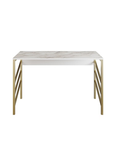 Zahra Gold Metal Beyaz Çalışma Masası