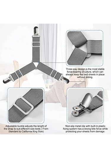 Metal 2 Adet 2-2/4/8 Adet Yatak Çarşafı Bağlantı Elemanları Üçgen Yatak Çarşafı Kli Klipler Elastik Jartiyer Ev Gereçleri 47128573