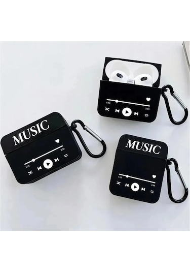 Apple Airpods Pro 2. Nesil Sevimli Karışık Figürlü Silikon Kılıf Siyah