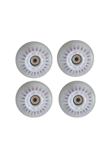 Bosphorusboutique Yeşil 4 Adet 76/80mm Paten Led Işıklı Yanıp Sönen Tek Sıra Tekerlekli Paten Ayakkabı Tekerlekleri 76 Mm Nj Yeşil