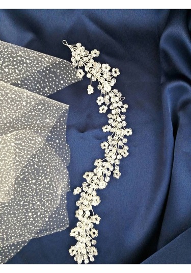 FdayAksesuar Gümüş Papatya Boncuklu Saç Ve Türban Aksesuarı FRDY31323