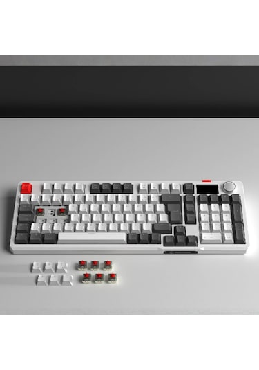 Loyal Pro Beyaz/gri 3 Bt + 2.4 Ips Ekranlı Red Switch Rgb Mekanik Kablosuz Klavye