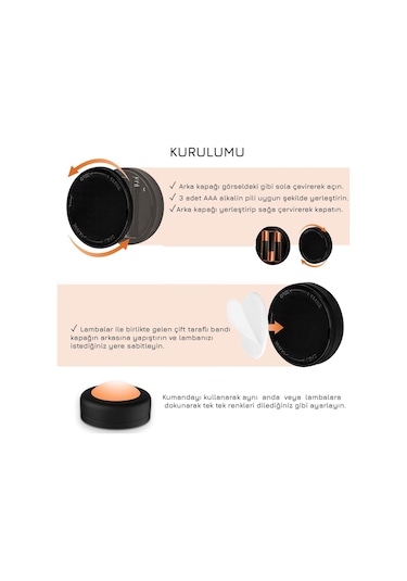 Upway 4 Lü Set Led Aydınlatma Dekoratif Rgb Gece Lambası 12 Renk Kumandalı Küçük Siyah