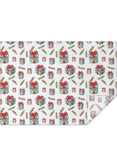 Noel Desenli Dikdörtgen Masa Örtüsü 60x84 İnç, Su Geçirmez Ve Leke Tutmaz Noel Hediye Çam Ağacı