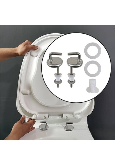 Trendooze Tuvalet Koltuk Kapağı Menteşeli Sağlam Montaj Banyo Gümüş Gümüş