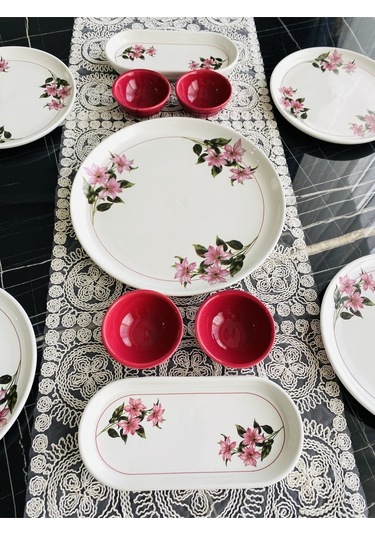 Kar Çiçeği 4 Kişilik 11 Parça Kahvaltı Takımı Vişne Çürüğü