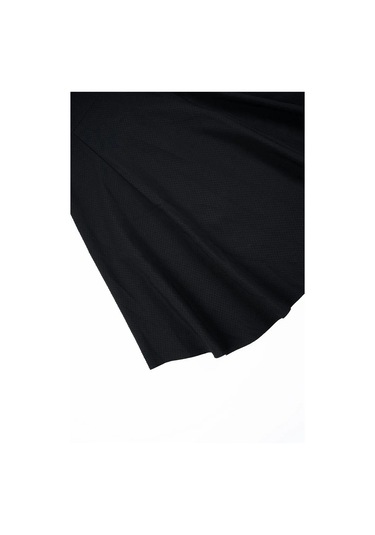 Kadın Siyah Nokta Kabartmalı Altın Fermuarlı Uzun Kollu Elbise Siyah