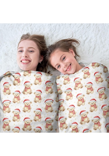 Noel Desenli 47 İnç Yuvarlak Flanel Battaniye, Yetişkin Ve Çocuk İçin, Yumuşak, Rahat Ve Hafif Noel Bayramlık Ayı