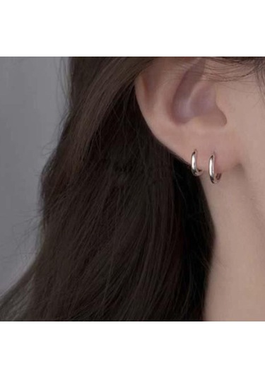 10 Mm Cerrahi Çelik Küçük Halka Küpe Silver Renk Gri
