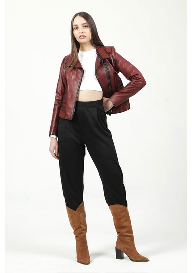 Dericlub Yb-2120 Gerçek Deri Kadın Mont Bordo