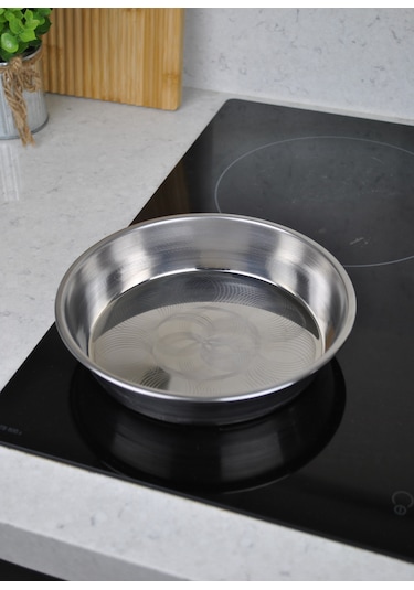 Paslanmaz Çelik Fırın Börek Tepsi Sunum Tabağı 20,5 Cm 1 Adet Gümüş