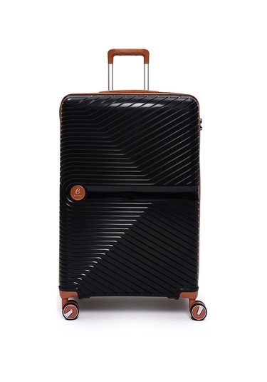 Elatae Exclusive Pro Polipropilen Kırılmaz 3'lü Valiz Seti Büyük - Kabin Boy Ve Makyaj Çantası Siyah - Camel 5239