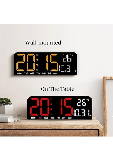 Novahub Mavi 9 Dijital Duvar Saati, Sıcaklık, Hafta, Zamanlama, Geri Sayım, Işığa Duyarlı, 2 Alarm, 12/24h Led Çalar Saat, Güçlü Tasarım, 2 Alarm Mavi