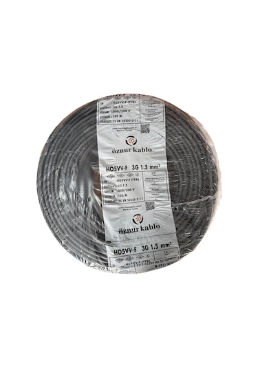 Öznur Marka %100 Bakır 3x1.5 Mm Siyah Ttr Elektrik Kablosu 20 Metre