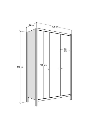 Rustik 3 Kapaklı Gardırop-mat Beyaz 125x196x54 Cm Gxyxd