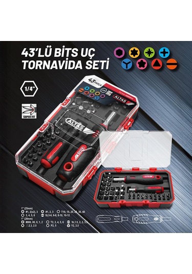Altaş 14000005444 Bits Uç Tornavida Seti 43 Parça