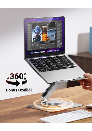 Ugreen Yükseklik Ve Açı Ayarlı 360 Derece Döndürülebilir Alüminyum Tablet Notebook Standı, 90849
