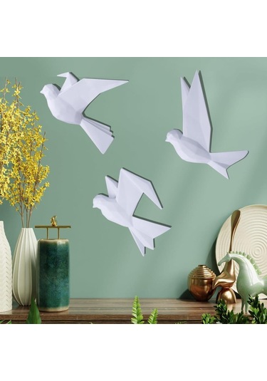 Selim Dekor Mouette 3'lü Dekoratif Kuş Beyaz