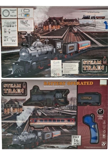 Pilli, Işıklı 16 Parça Oyuncak Tren Seti Steam Train Rc Model