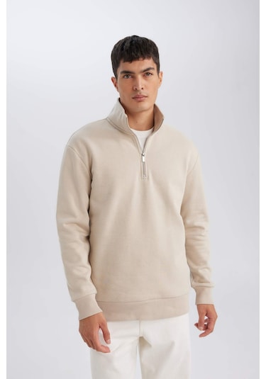 DeFacto 3 İplik Pamuklu Şardonlu İçi Polarlı Comfort Regular Fit Rahat Kalıp Dik Yaka Fermuarlı Kalın Sweatshirt D9067AXNSBG735 DeFacto 3 İplik Pamuklu Şardonlu İçi Polarlı Comfort Regular Fit Rahat Kalıp Dik Yaka Fermuarlı Kalın Sweatshirt D9067AXNSBG735