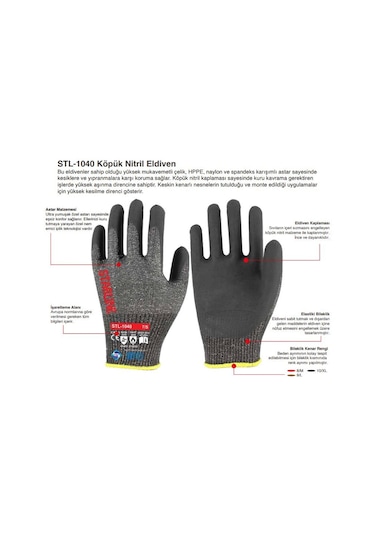 Starline Stl-1040 Köpük Nitril Kesilmez Eldiven 8 Beden 5 Çift