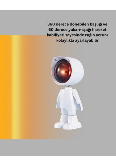 Bfs Astronot Tasarımlı Gün Batımı Efektli Şarjlı Led Lamba Çok Renkli