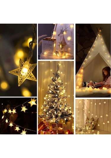 20 Adet Mini Yıldız Led 5 Metre Günışığı Rengi Dekoratif Led 5365 Çok Renkli
