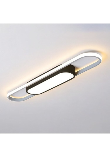 Tavan Led Avize Burn Plafonyer 40x16cm Çevresinde Eko Profil 70cm Siyah - Sarı