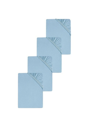 4 Adet Düz Pamuklu Tek Kişilik 80 X 200 X 30 Cm Lastikli Penye Çarşaf Mavi