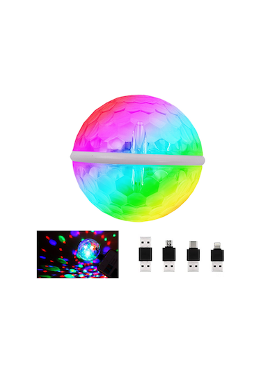 Teltree Ses Kontrollü Usb Disko Işığı - 7 Renkli Parti Ve Araç Içi Aydınlatma Siyah
