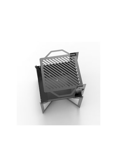 Portatif Ateş Çukuru Kademeli Izgaralı Ve Ayaklı Bahçeniz İçin De Siyah