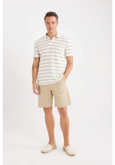 Defacto %100 Pamuk Regular Fit Gabardin Bermuda Şort C7684ax25spbg717 Bej
