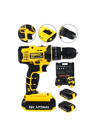 Deko Turkey 58 V 8 Ah Samsung Çift Batarya Metal Dişli Darbeli Şarjlı Matkap + 24 Parça Set