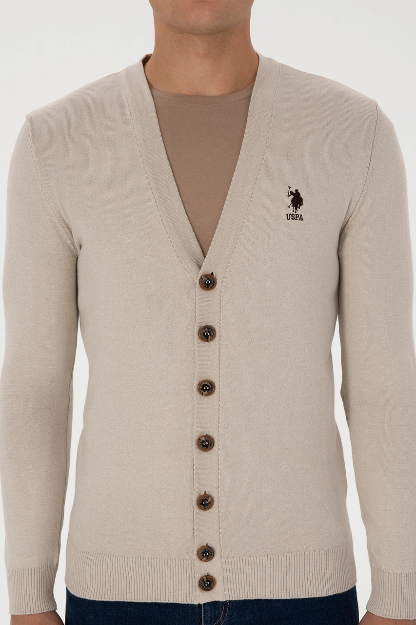 U.s. Polo Assn. Erkek Taş Melanj Hırka Triko 50313702-vr225 Tas Melanj