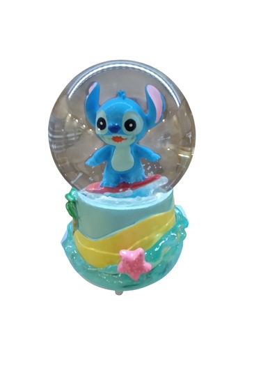 Işıklı Püskürtmeli 10cm-8cm -mavi Renk Sarı Altlık Stitch K...