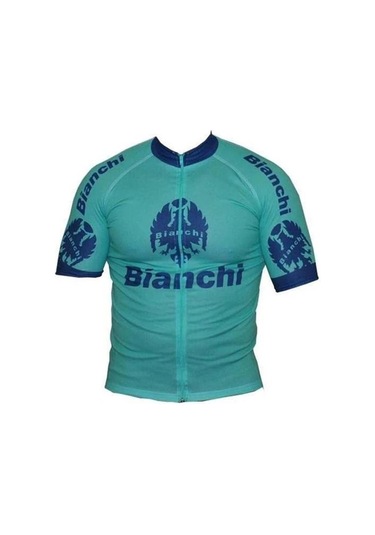 Bıanchı Bisiklet Forması Kısa Kol Dik Yaka Fermuarlı Celeste S Beden Çok Renkli