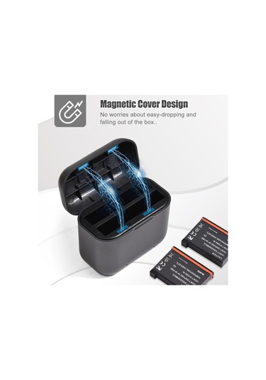 Tenfowee Insta360 X3 Uyumlu 2 Pil Seti - Cilt Tipi Çok Fonksiyonlu Şarj Kutusu İle Batarya Şarj Cihazı