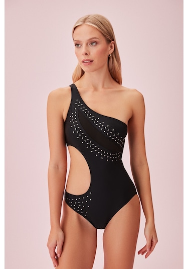 Suwen Harper Detaylı Mayo Sb25605012d012 Siyah