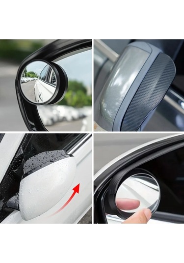 Mercansa Buffer 2 Adet Kendinden Aynalı Karbon Fiber Görünümlü Araba Yan Ayna Yağmur Koruyucuları Yağmur & Kar Kalkanı Visörler