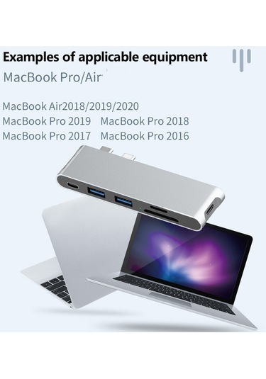Cbtx 6'sı 1 Arada Çoklu Bağlantı Noktası Adaptörü Usb-c Hub'dan Usb 3.0'a + 40gbps Thunderbolt + 2xkart Okuyucu USB Aks. 51432992