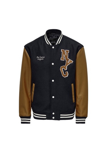 Only Onsjay Varsity Jacket Otw Erkek Günlük Ceket 22022572-Dark-N(554814457)