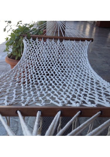 Düğümsüz Lüks Pamuk Hamak Beyaz