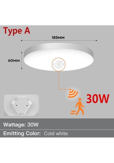 Hareket Sensörlü Led Tavan Işıkları 15w 20w 30w 40w Tavan Lambaları 30w Soğuk Beyaz