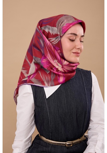 Silk Home Twill İpek Eşarp 11480-60 Bordo, Fuşya, Pembe, Mor, Gri, Krem