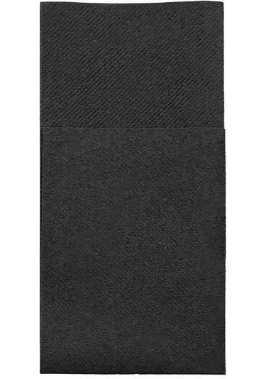 Garson Katlama Cepli Siyah Kumaş Doku Airlaid Peçete 33x40 Cm 12adet