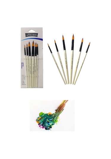 Bomeijia Beyaz 6'lı Liner Sanat Fırça Seti Akrilik Guaj Yağlı Sulu Boya Set