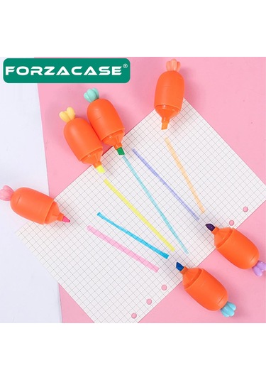 Forzacase Renkli Fosforlu Havuç Kalem 6 Adet - Fc406 Çok Renkli